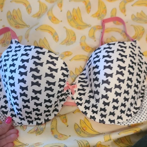 Victoria's Secret Black and White Dog Print Bra with Pink Straps - Picture 11 of 11